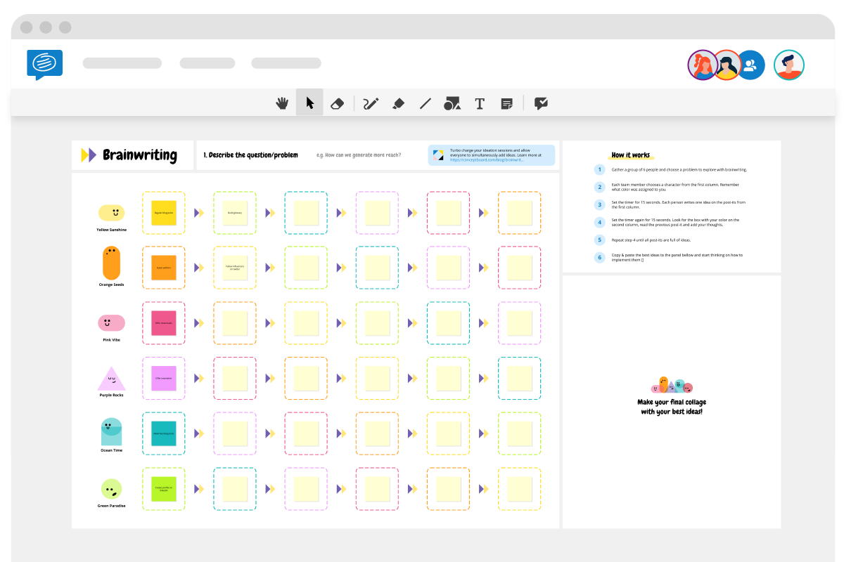 Brainwriting free template from Conceptboard