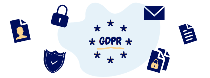 GDPR compliant logos: security, lock, file, male, badge