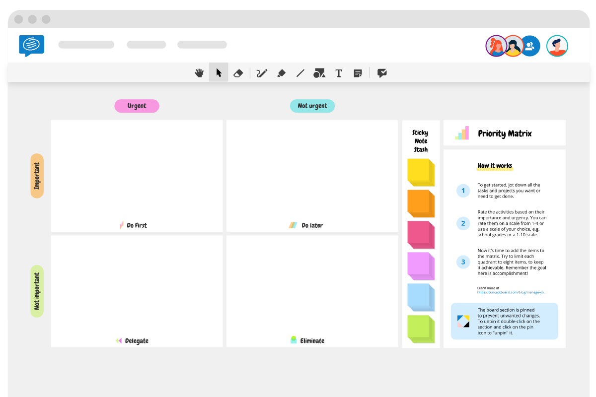 Priority Matrix template Conceptboard