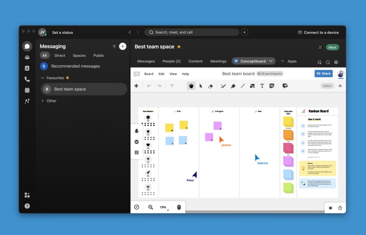 Webex integration in Conceptboard with the option of sharing the boards